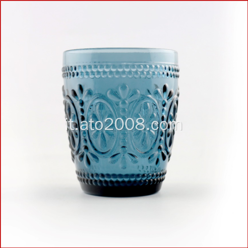 Tazza di vetro di girasole a colore blu